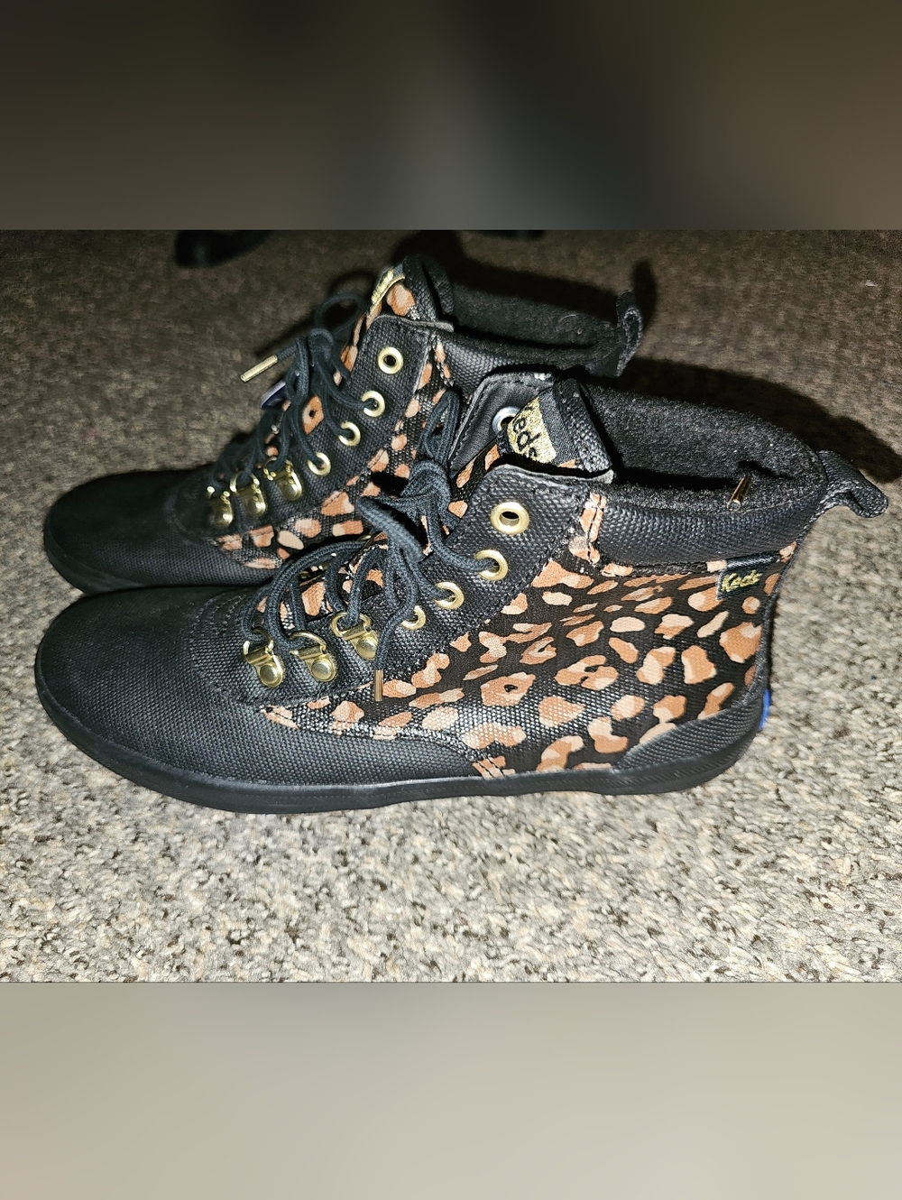 Keds Adult Black & Brown Leopard High-Top Boots